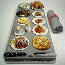 Food Warming Mat, 40x15", Child Lock, 7 Temp Levels, Timer, Foldable