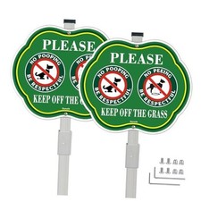 2 Pack No Peeing No Pooping Dog Sign with 28" Stake for Yard, Keep off The
