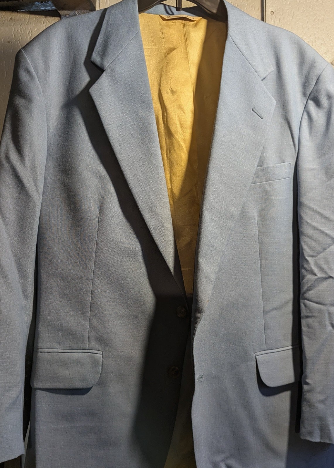 STAFFORD mens light blue two button sport coat suit jacket blazer 44 R