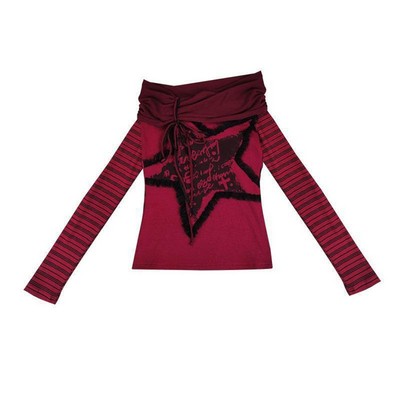 Einzigartiges Damen Vintage Punk Langarm Grafik T-Shirt für den Alltag