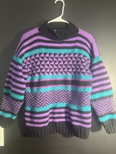 Vintage 80s 90s MADE IN USA Spunky Women  s Bright Geometric Sweater Size MEDIUM