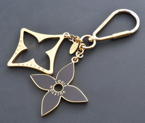 Auth Louis Vuitton Portocre Puzzle Key Ring Charm M65218 Monogram Flowers Gold