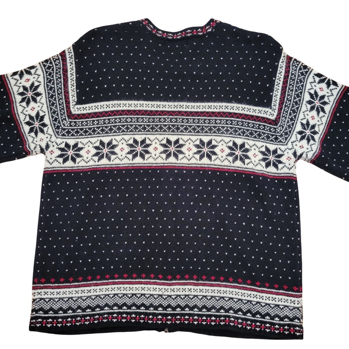 Studio Works XL Nordic Fair Isle Snowflakes Cardigan Sweater Full Zip Vintage View 5