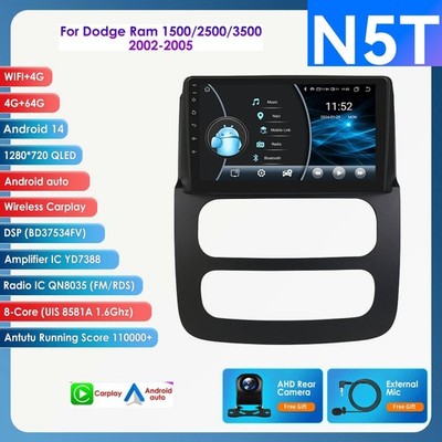 For 2002-2005 Dodge Ram 1500 2500 3500 CarPlay Car Radio GPS 4+64GB BT5.4 WIFI