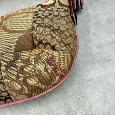 COACH 3680 Y2K Vintage Patchwork Hobo Shoulder Bag Pink Canvas
