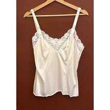 Vintage 90s Komar Camisole Top Coquette Bridal Lace Trim Ivory 38 Average Dainty