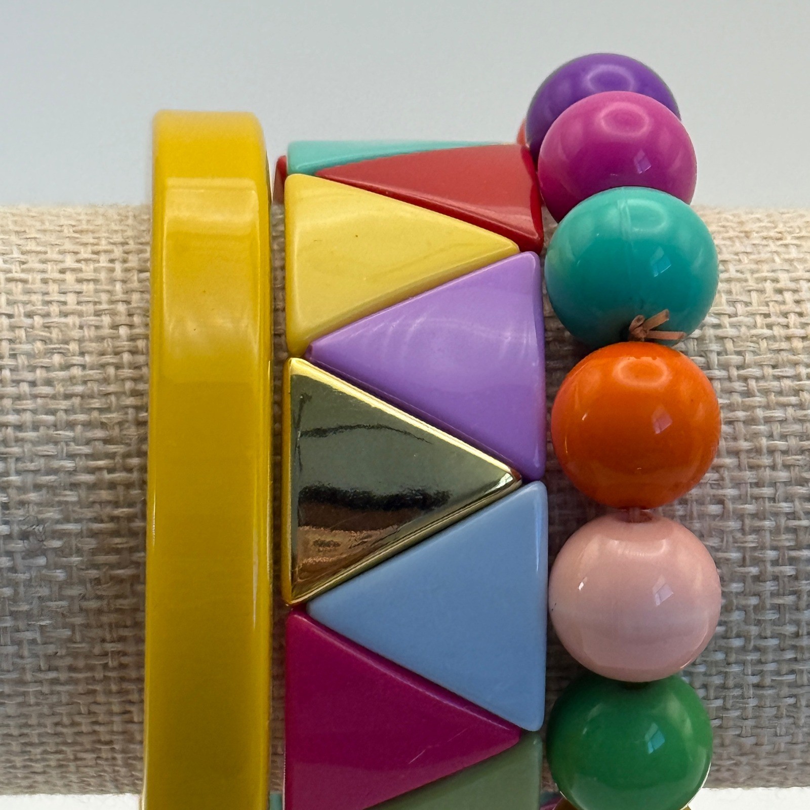 Colorful Stackable Beaded & Triangle Bangle Brace… - image 2