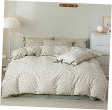 Duvet Cover Set Queen 100 Cotton 3 Pcs Girls Queen 90" x 90" Bowknot  Green