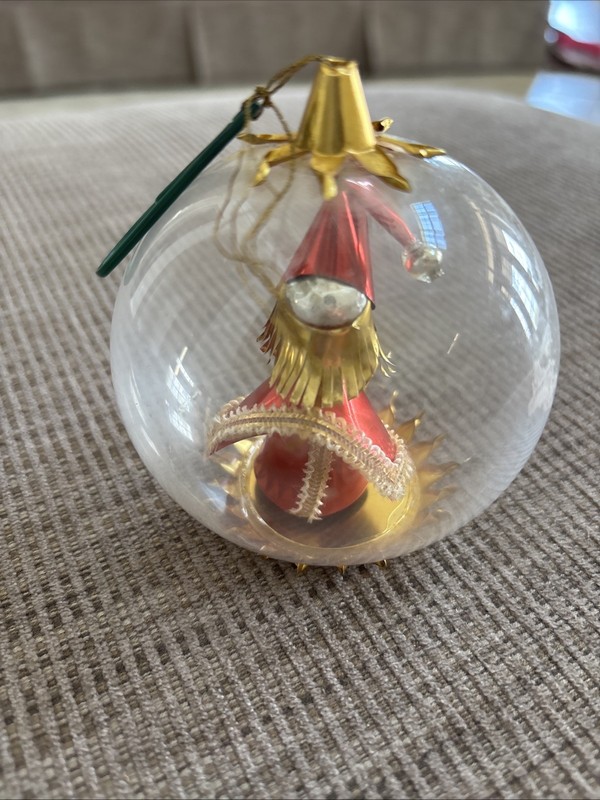 VTG RESL LENZ  GERMAN XMAS ORNAMENT SANTA SPINNING HEAD HAT BALL