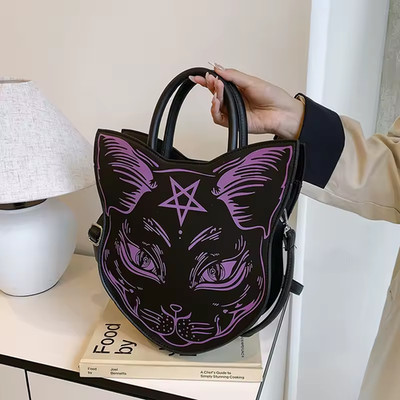 Wiccan Umhängetasche mit Katzenmotiv für Damen personalisiert Frauen Schultertaschen