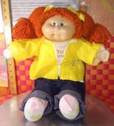 CPK Doll, Cabbage Patch Kids, plush doll, Girl with Orange hair and Yellow jacke