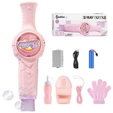 Fog Bubble Machine, Magic Smoke Bubble Wand for Kids, Pink
