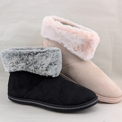 Skechers Cozy Campfire Slipper Boots Faux Fur Meant to Be Black or Pink Womens
