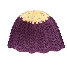 Infant Handmade Purple Crochet Beanie Hat Multicolor Top Baby Winter Casual