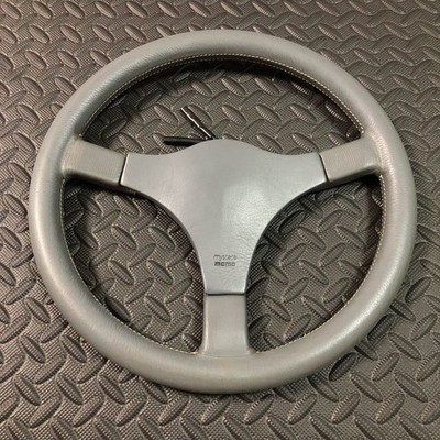 MOMO MYSTERE TYP C36 Gray Leather Steering Wheel 360mm Vintage JDM