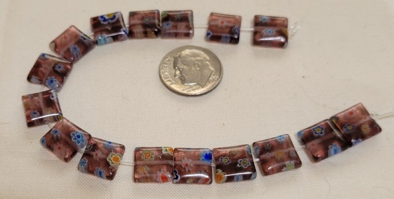 L682 10mm millefiore glass square beads. will combine to save on shipping 