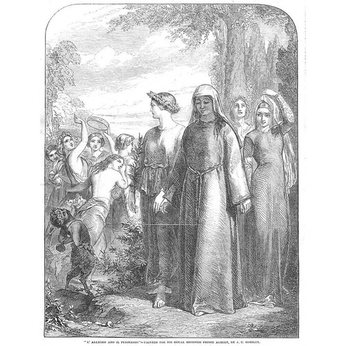 JOHN COLLCOTT HORSLEY L'Allegro and Il Penseroso - Antique Print 1852