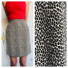 Vintage 80s 90s Leopard Print Mini Skirt 100 Silk Grunge Glam Size Small