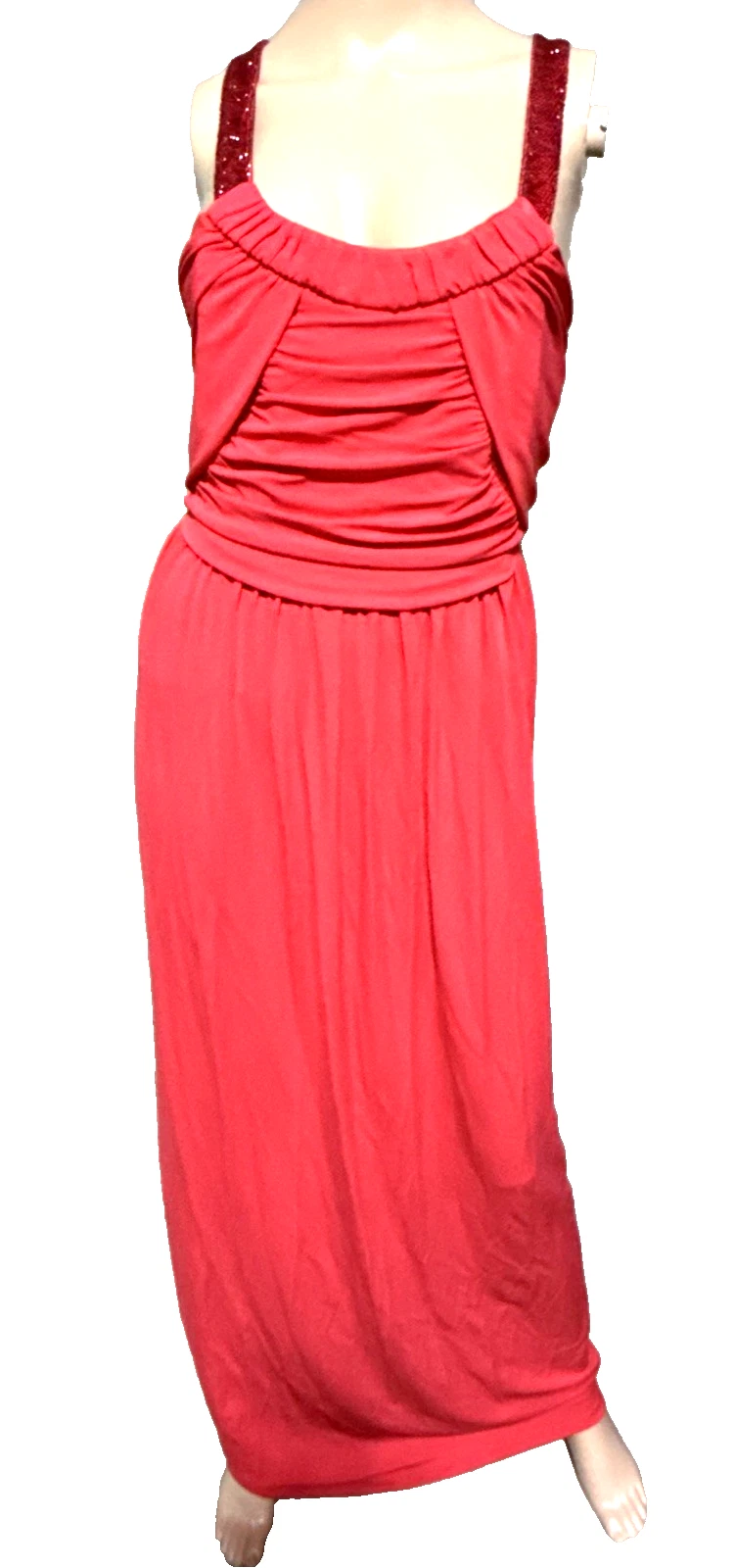 Giorgio Armani — New Giorgio Armani Red Bead Embroidered Ruched Long Maxi Gown Dress US 4 6 IT 42