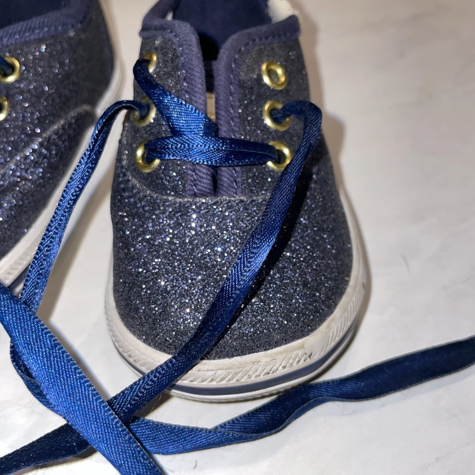 Keds Kate Spade 闪耀婴儿运动鞋 2M 婴儿鞋蓝色珠光 — 第 3/4 张图片