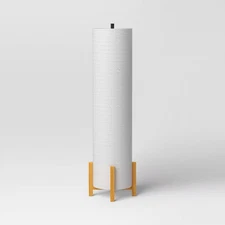 Paper Floor Lamp Natural Wood - Room Essentials: ETL Listed, Modern Cylinder
