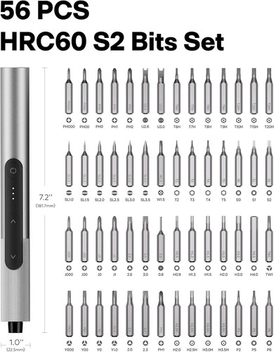 HOTO SNAPBLOQ S-A01 Präzisions-Elektroschraubendreher-Set 56 Bits LED Drehmoment - Neu im Karton - Bild 6 von 8