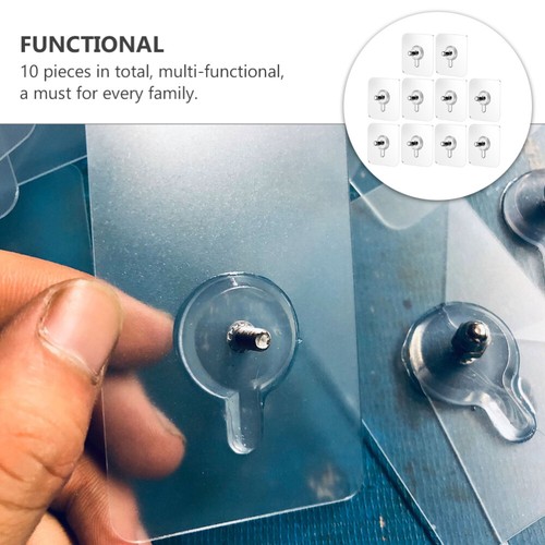 10Pcs Seamless Hooks Non-Trace Hooks Solid Wall Hooks Photo Hooks with Screws - Picture 10 of 12