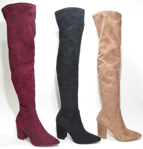 Steve Madden Rational Over the Knee High Heel Boots Tan/ Burgundy / Black / Gray - Picture 6 of 34
