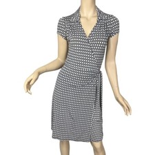 Forever 21 Wrap Dress Print Tie Waist V Neck Black White Y2K Vintage Size Small