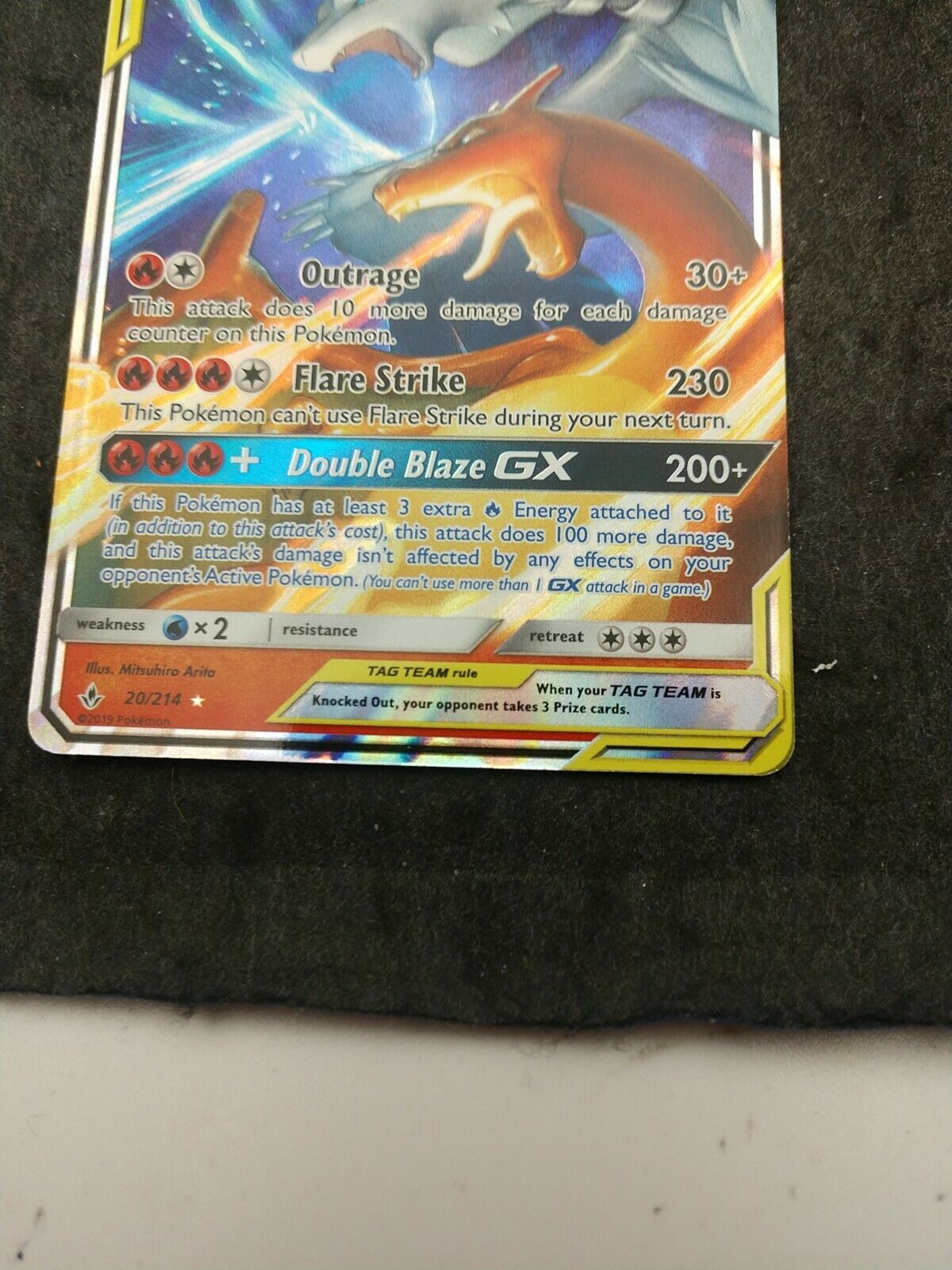 ULTRA RARE Reshiram & Charizard GX Tag Team 20/214 Holo Foil Pokemon - LP