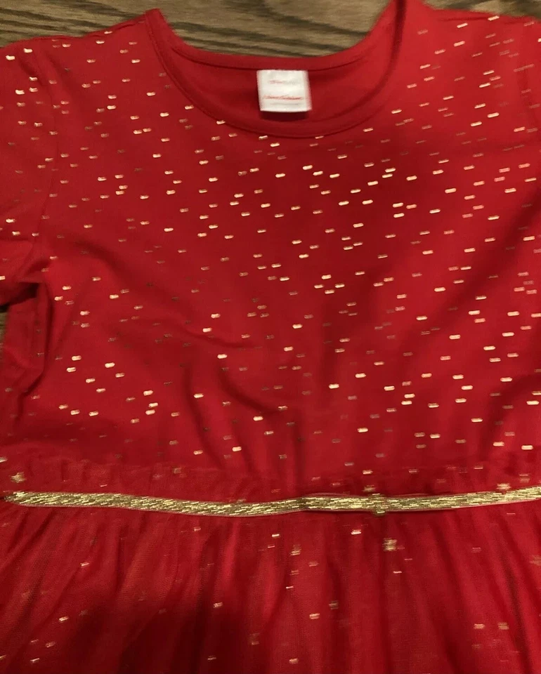 Vestido Hanna Andersson Niña Talla 12/150 Rojo Tul Dorado Brillo Navidad Foto 4 de 4