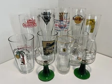LOT OF 12 BEER GLASSES LAGER PILSNER - JUPILER, WARSTEINER, HARD ROCK CAFE, ETC.