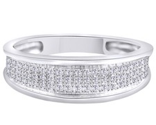 Mens 10k White Gold 0.25 Ct Diamond Pave 6 MM Wedding Engagement Band Ring