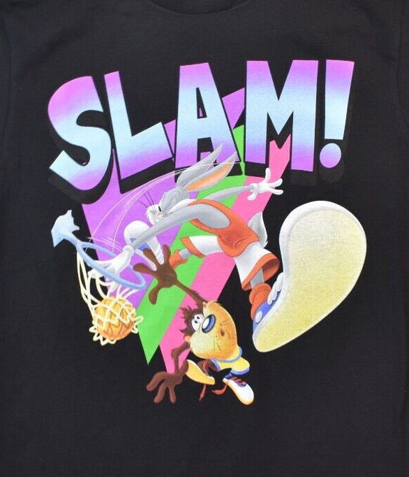 Looney Tunes Mens Slam! Bugs Bunny Dunking Basketball Over Taz Shirt New S-XL