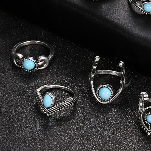 11Pcs Natural Blue Round Diamond Band Ring Exquisite for Party Decor - Picture 5 of 8