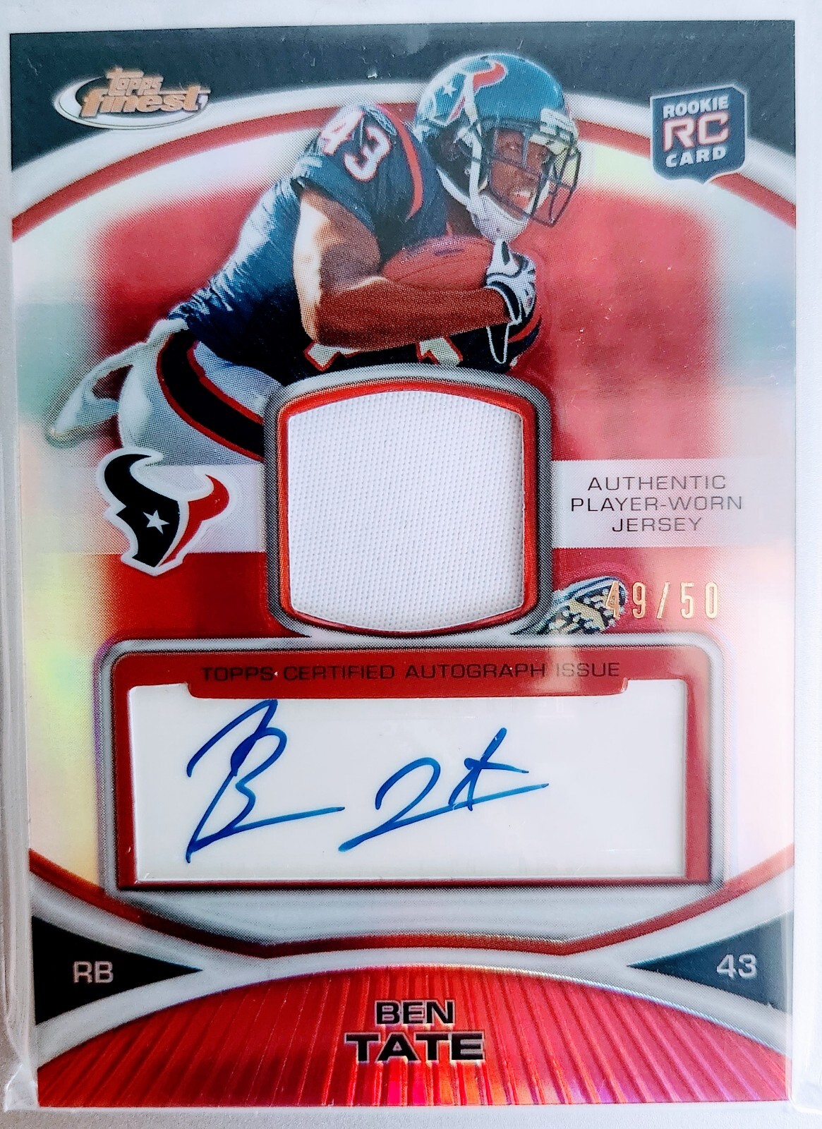 Ben Tate Finest #101 Jersey Autograph