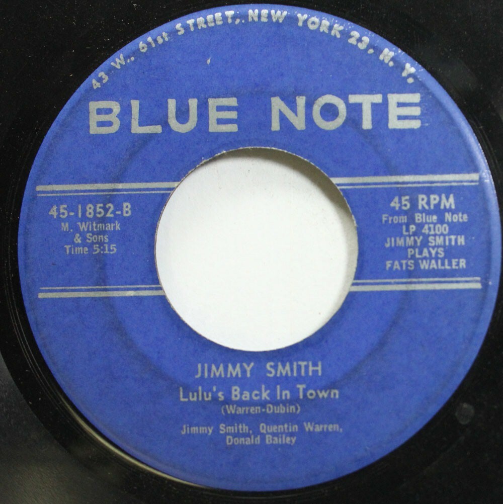 Jazz 45 Jimmy Smith - Lulu'S Back In Town / Honeysuckle Rose On