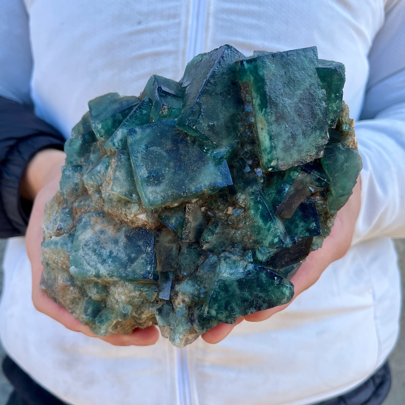4.3lb Natural Green Fluorite Crystal Cluster for Healing & Energy