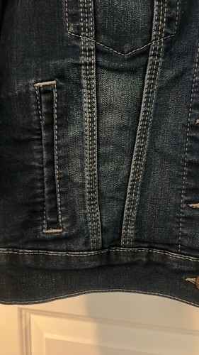Levi’s Ex Dark Rinse Trucker Denim jacket, Sz M Medium Women Black Label - Picture 6 of 14