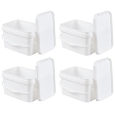 4-Packs 3 Gallon Rectangle Plastic Bucket Pail with Lid and Handle Food Grade