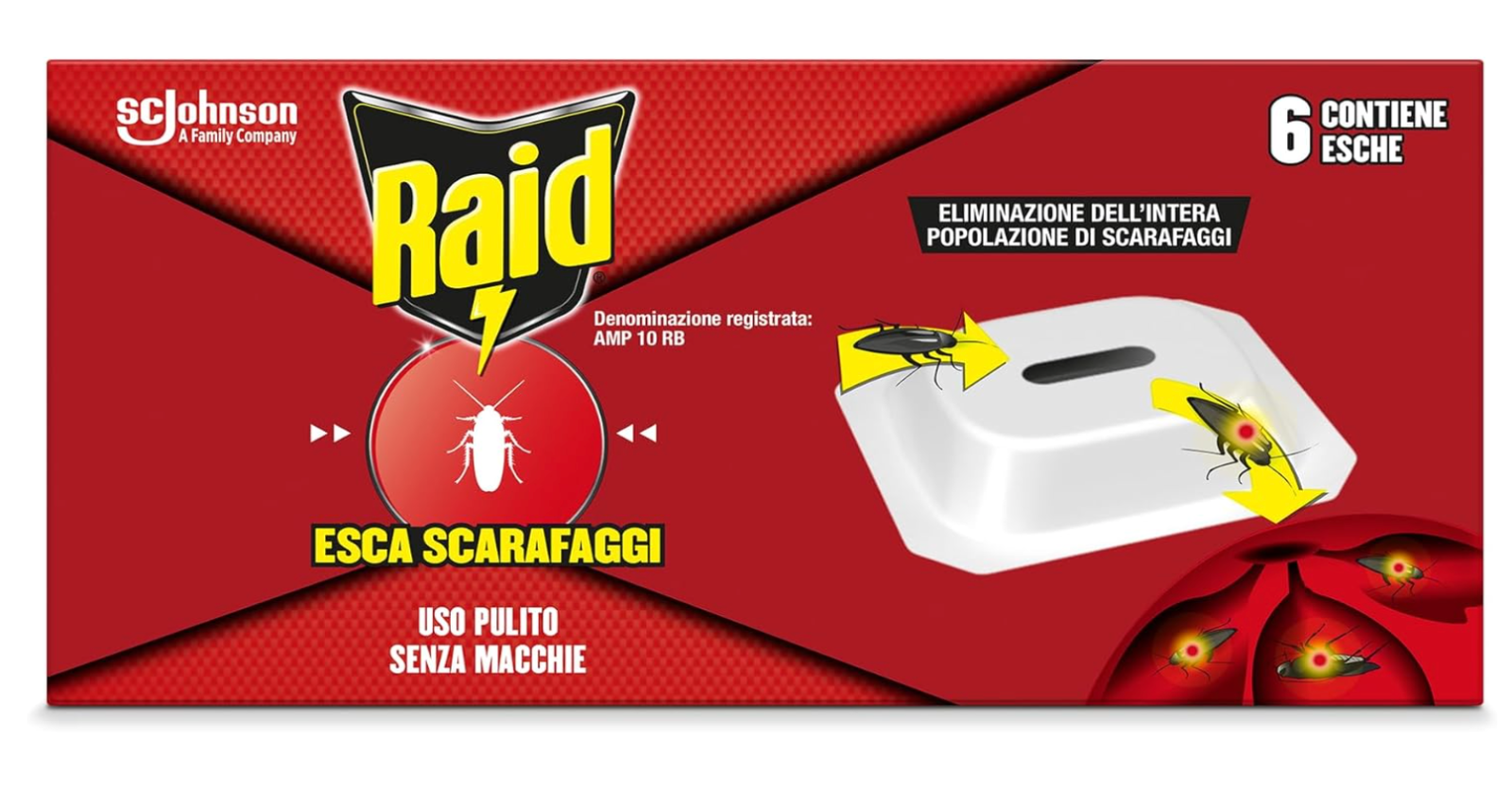 Esca trappola scarafaggi insetticida Raid Pezzi 6X2 gr.