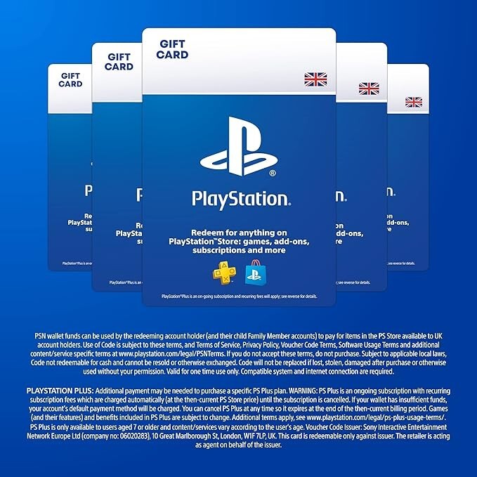 Sony PlayStation UK £50 Gift Card PS5 PS4 PS Store PSN