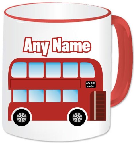 Personalised London Red Bus Mug Name Cup Novelty Double Decker Bus Driver Gifts - Picture 15 of 24
