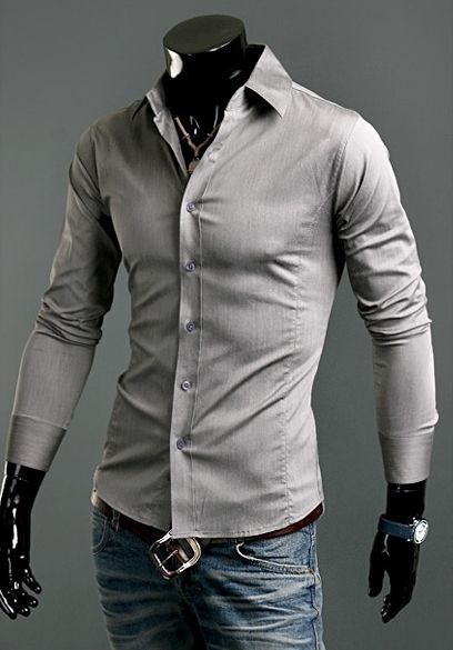 New Luxury Shirts Mens Casual Formal Slim Fit Shirt Top S M L XL XXL ...