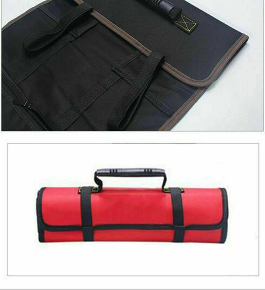 Electrician Tool Pocket Roll Up Storage Organizer Bags Canvas Chisel Tool Kit - Image 4 of 4