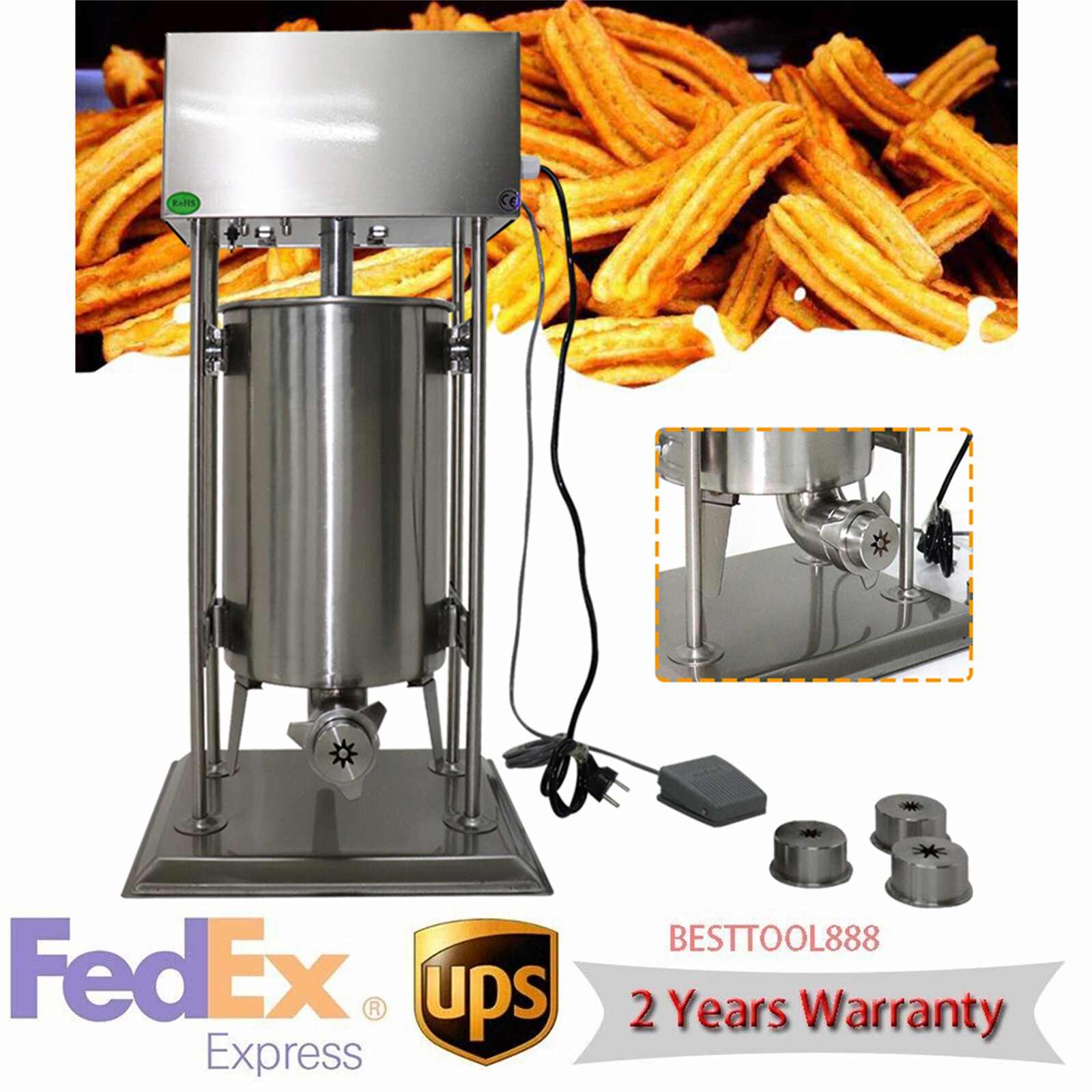 15L Electric Commercial Stainless Steel Spanish Restaurant Churro Maker Machine