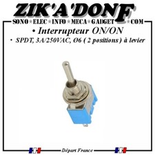 Interrupteur à levier ON/ON SPDT, 3A/250VAC, Ø6 (commutateur, 2 positions ) 