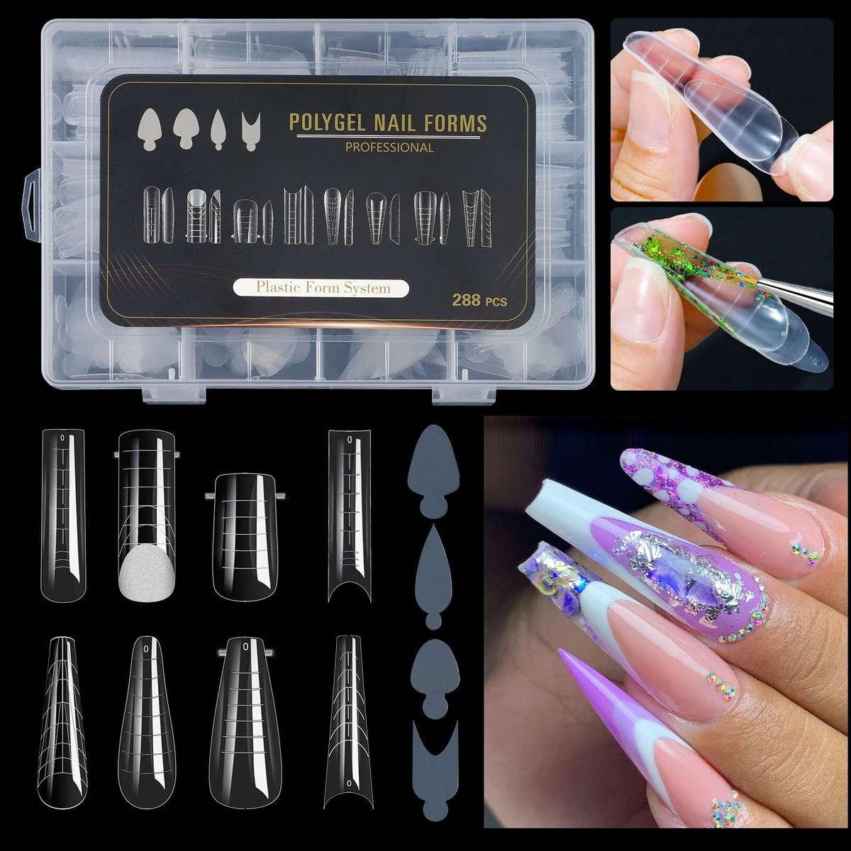 Kalolary Nagelverlängerungs-Set - 120 Dual Forms, 50 Aufkleber + Zubehör Für Gel & Acrylnägel
