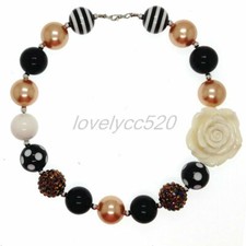 Acrylic White Flower Chunky Beads Bubblegum Kids Gumball Fashion Women Necklace