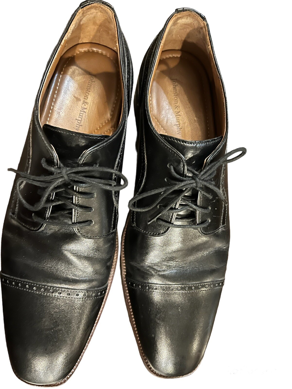 SAOLA Scarpe eleganti Oxford da uomo Johnston & Murphy punta a cappuccio in pelle nera taglia 12M